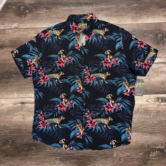 Johnny Bigg Other - Johnny Bigg Shirt Size Button Short Sleeve Jungle Print, Size XL NWT